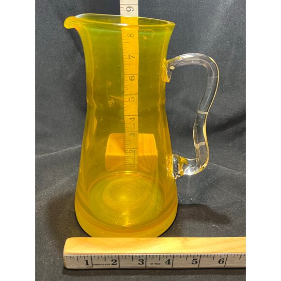 Hand Blown Yellow FTD MCM Pitcher - Picture 5 of 5